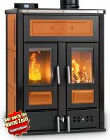 Klover BI-FIRE MID Kombi Kaminofen Holz Pellet wasserführend Keramik orange 27,4 kw